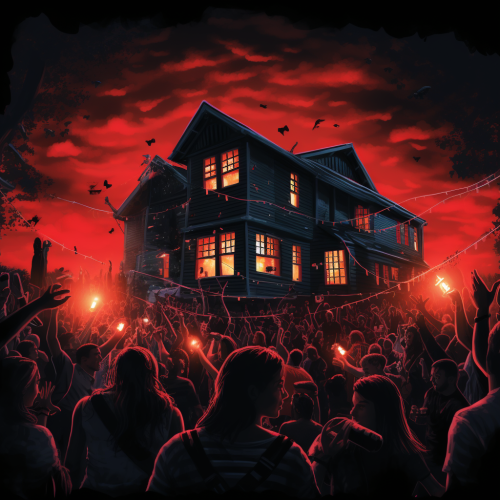 Group of friends enjoying Halloween party