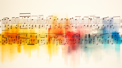 Color-coded sheet music illustration