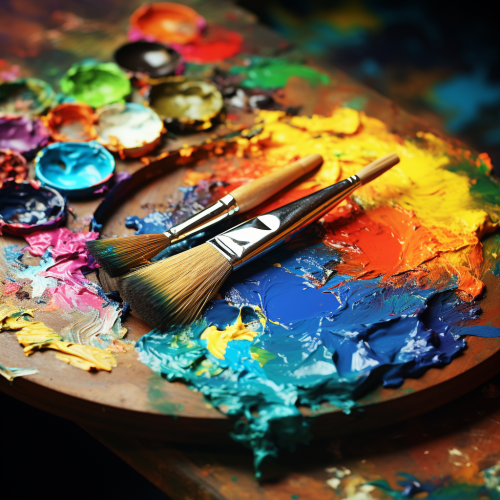 Artistic color palette with muffled paintbrush strokes