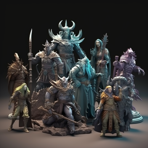 Dark fantasy colored miniatures for DnD heroes