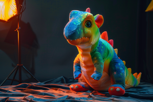 colorful baby dinosaur sitting studio