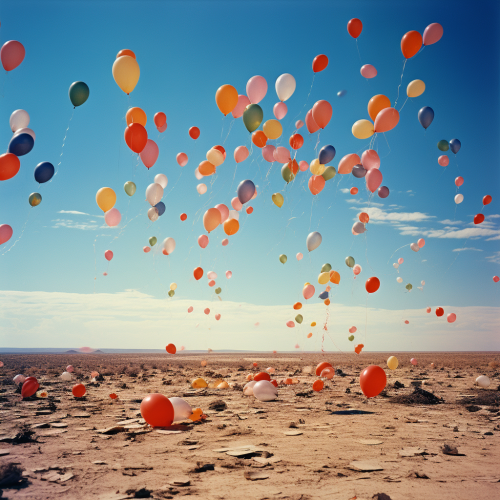 Colorful balloons drifting away in sky Colorful balloons drifting away in sky