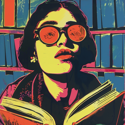 Colorful librarian GTA style print