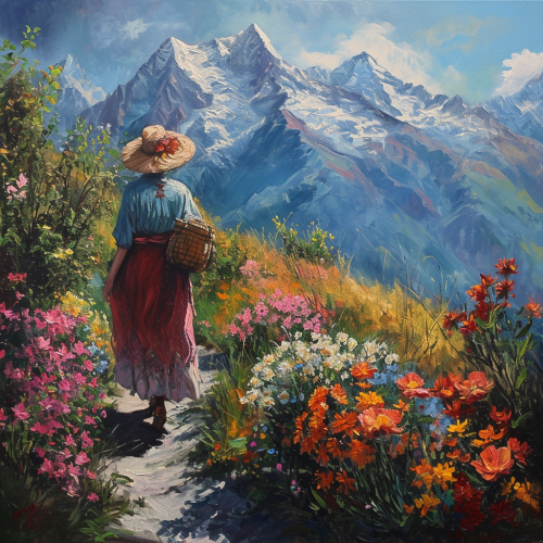 Beautiful flower painting in nature