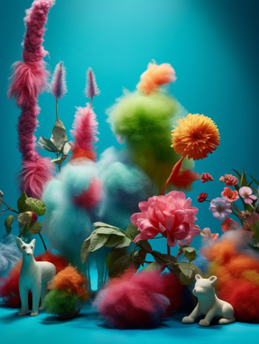 Colorful flowers furry art items
