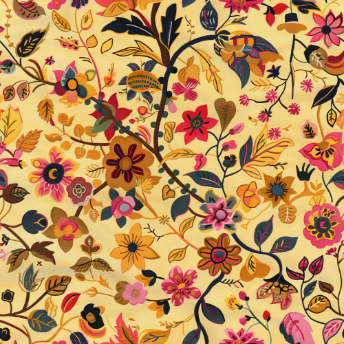 Colorful flowers on warm yellow background