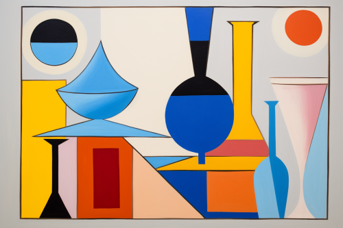 Colorful geometric brushstrokes in abstract still life