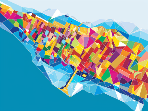 Vibrant Manhattan Island Geometric Map