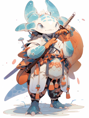 Axolotl warrior in ancient armor