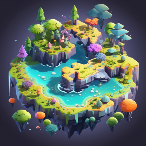 Stylized colorful isometric game island