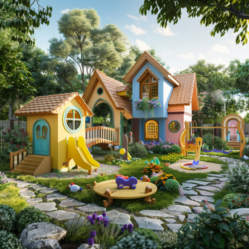 Colorful Kindergarten Garden Playground Building Colorful Kindergarten Garden Playground Building