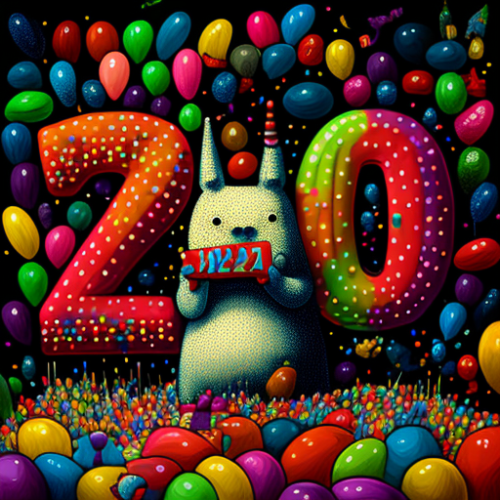Colorful candy letters spelling Happy New Year