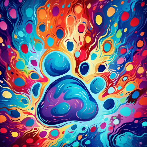 Abstract design with colorful paw prints