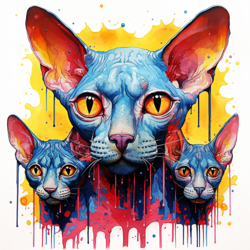 Colorful sphynx cats with droplets Colorful sphynx cats with droplets