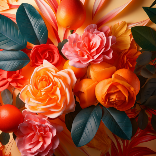 Lush Tropical Fruits on Gradient Background