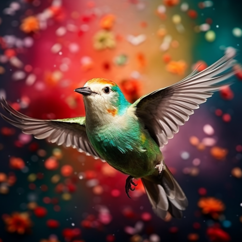 Vibrant bird with captivating gaze