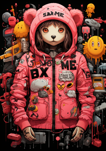 Vibrant street art illustration with GenZ textile design