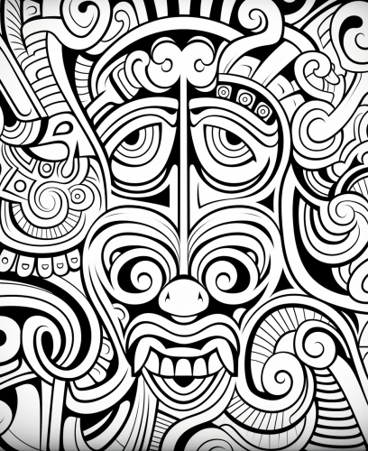Coloring Page with Vintage Pattern Cartoon