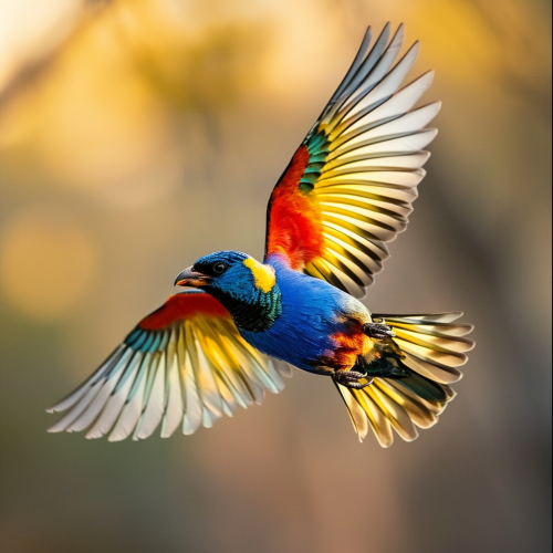 Colourful bird flying in the sky