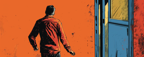 comic book man door opening