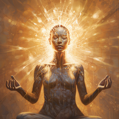 AI painting with compassion and light rays