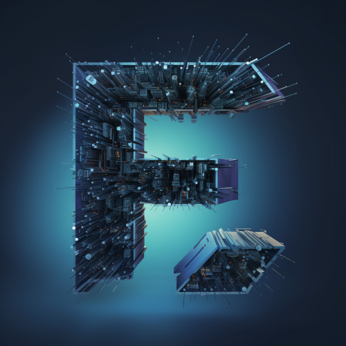 Vector image of letter F with connecting computers