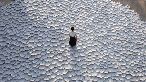 Beautiful Concrete Paver with Sequin Fabric Design