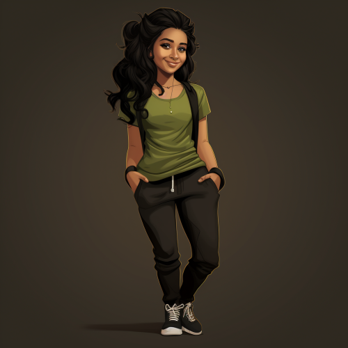 Confident East Indian Girl Cartoon Illustration