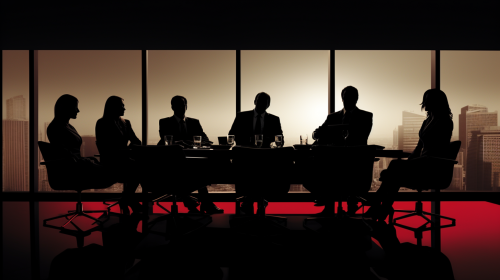 Confused executives discussing strategic moves ?