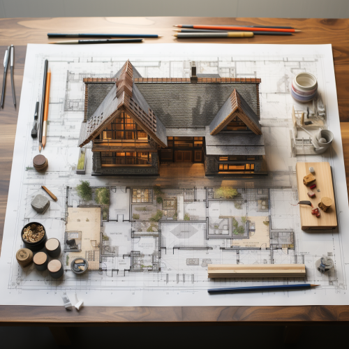 House on construction drawings
