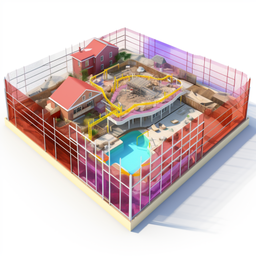 Construction Building with Temporary Fencing Construction Building with Temporary Fencing