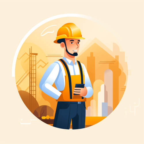 Construction site manager in flat design