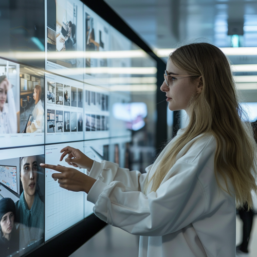 Young lady in control room Young lady in control room