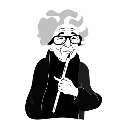 Cartoon of a Cool Old Woman with Marker