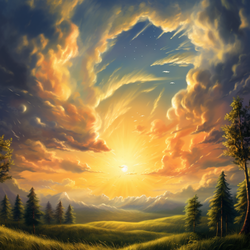Beautiful nature with sky and sun Beautiful nature with sky and sun