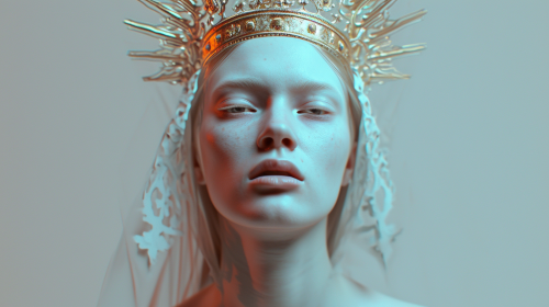 Coquettish Human Theotokos with Golden Crown and Tear Tracts