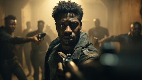 Cornered Black Man Cinema Scene Cornered Black Man Cinema Scene