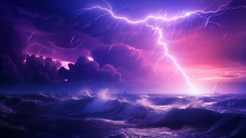 Apocalyptic lightning storm over Pacific Ocean