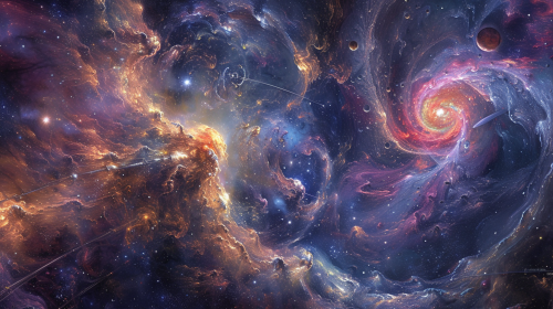 Cosmic magical celestial loom weaving silvery threads Cosmic magical celestial loom weaving silvery threads