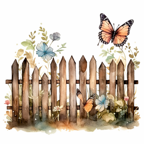 Cottage Core Fence with Butterflies