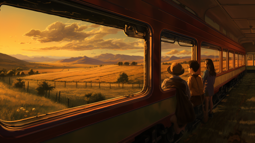 Scenic Train Ride through the Countryside