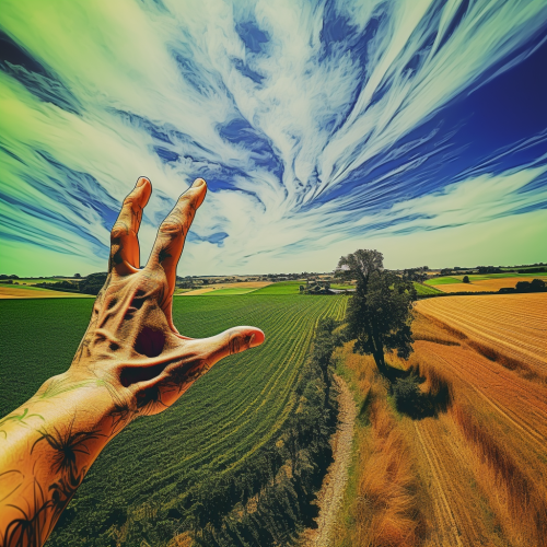 Vibrant Hand Palm in Countryside Vibrant Hand Palm in Countryside