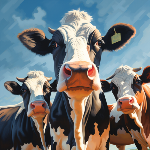 Group of grazing cows on a field Group of grazing cows on a field