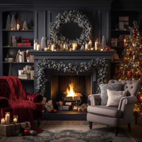 Cozy living room with Christmas decorations Cozy living room with Christmas decorations