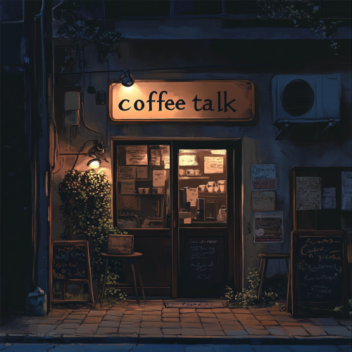 Cozy anime coffee shop exterior