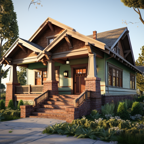 Craftsman house styles in realistic design