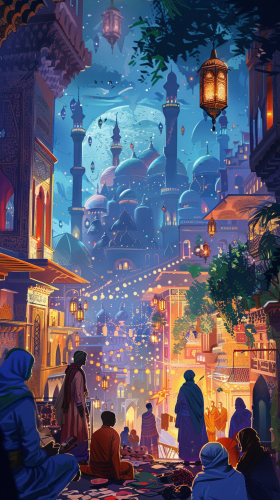 Artistic Ramadan People Illustration