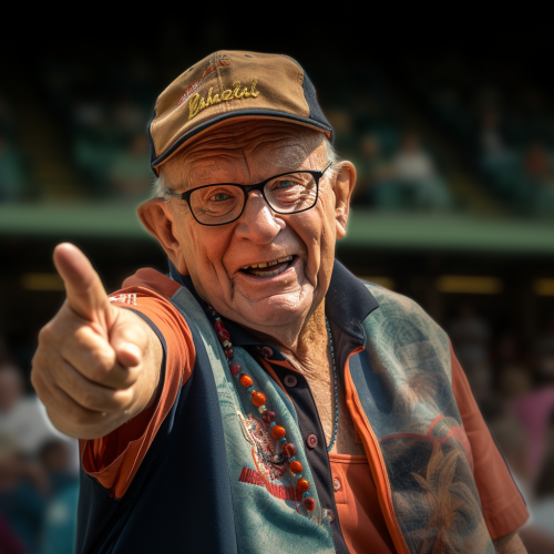 Cricket Fan with Up Finger Gesture