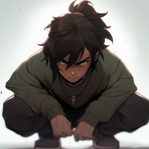 Male character in crouched fighting stance