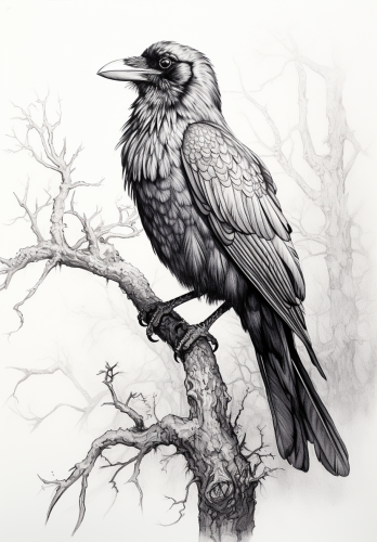 Beautiful crow cawing in monochrome Beautiful crow cawing in monochrome